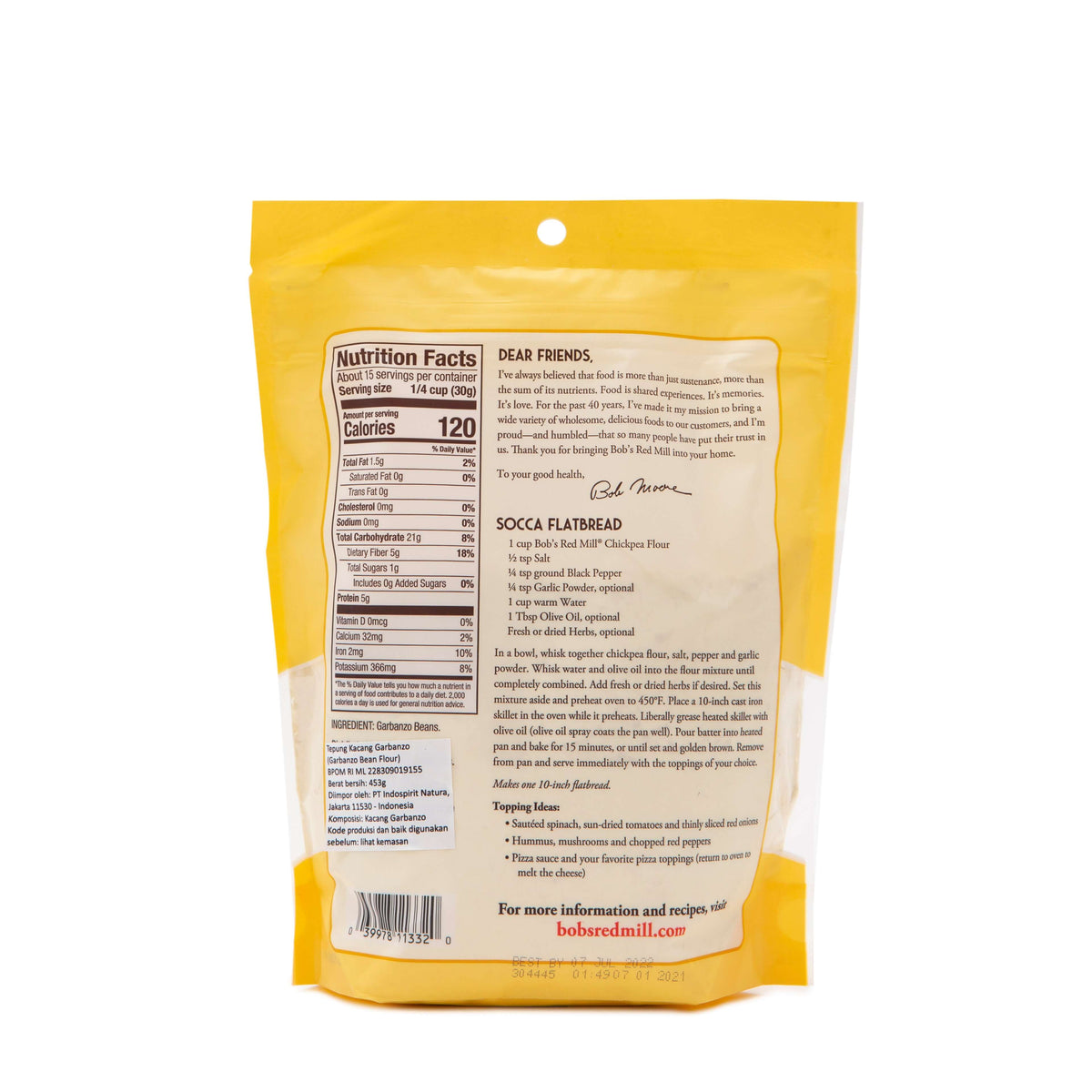 Bob's Red Mill Garbanzo Bean Flour 453gr Healthy Choice ID