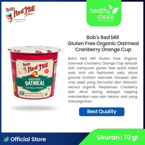 Bob's Red Mill Gluten Free Organic Oatmeal Cup Cranberry Orange