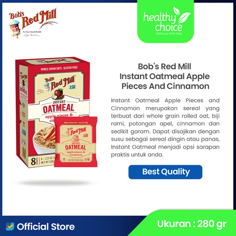 Bob's Red Mill Instant Oatmeal Packets Apple Cinnamon 9.88 oz 280 gr