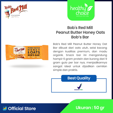 Bob's Red Mill Gluten Free Peanut Butter Honey & Oats Bar 50g