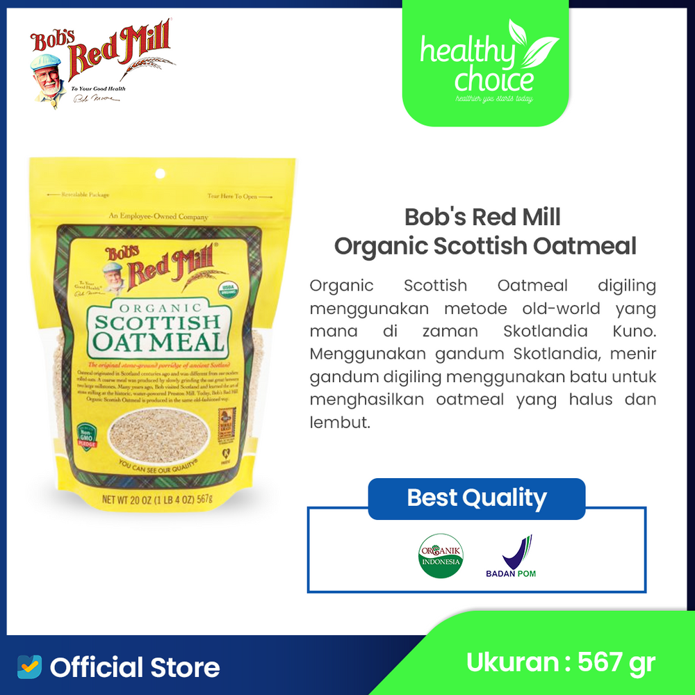 Bob's Red Mill Organic Scottish Oatmeal 567gr