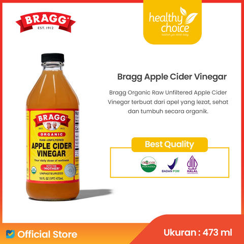 Bragg Cuka Apel Mentah Organik Tanpa Filter 473ml