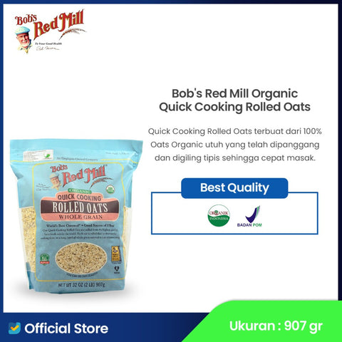 Bob's Red Mill Organic Oats 907 gr (Quick Cooking, Old Fashioned ) oat organik pilihan sehat