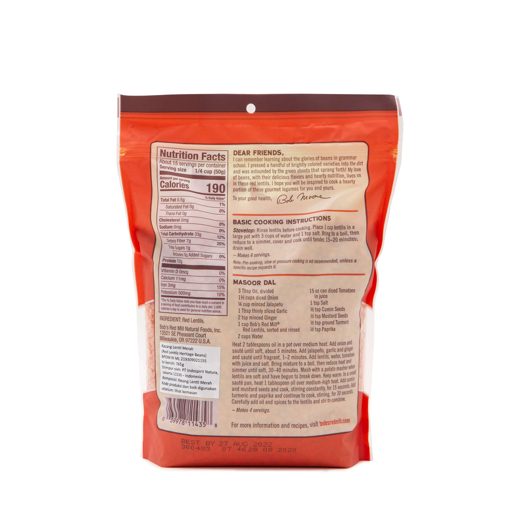
                  
                    Bob's Red Mill Red Lentils 765gr
                  
                