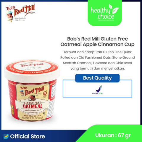 Bob's Red Mill Bubur Gandum Cangkir Kayu Manis Apel Bebas Gluten 67gr