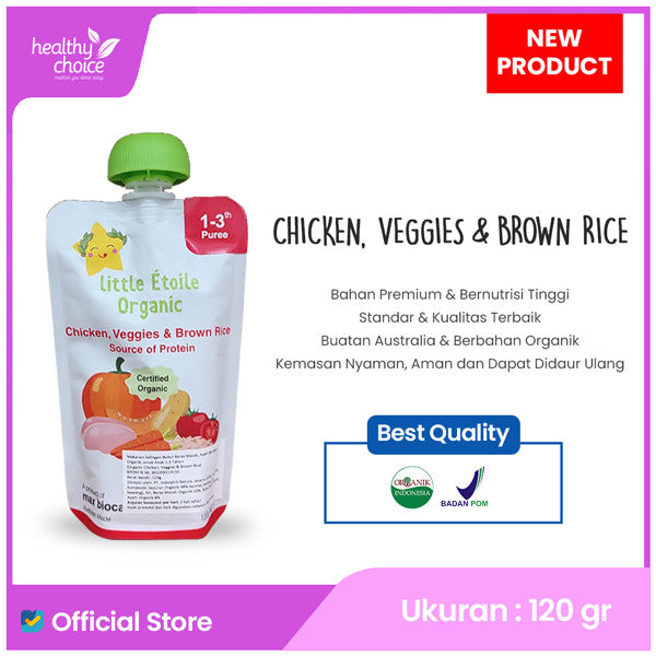 Etoile Kecil Ayam Organik, Sayuran & Beras Merah 120gr