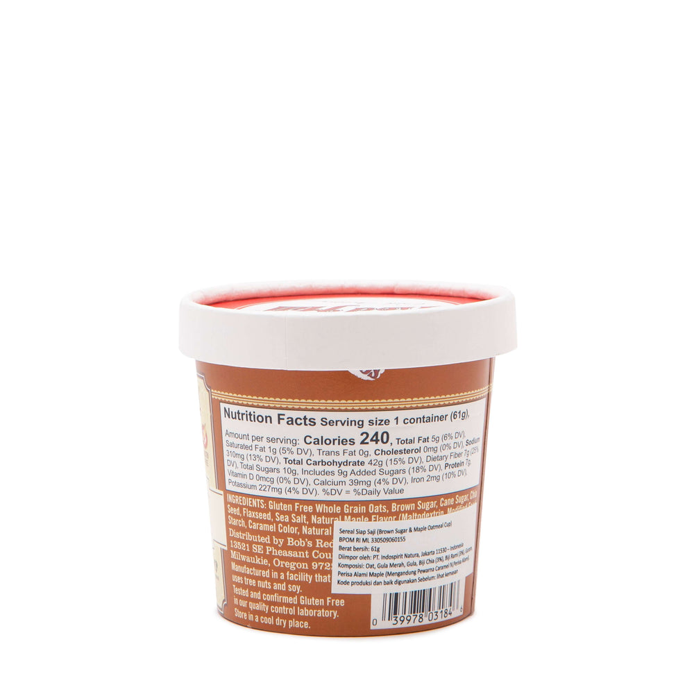 
                  
                    Bob's Red Mill Oatmeal Brown Sugar & Maple Cup 61gr
                  
                